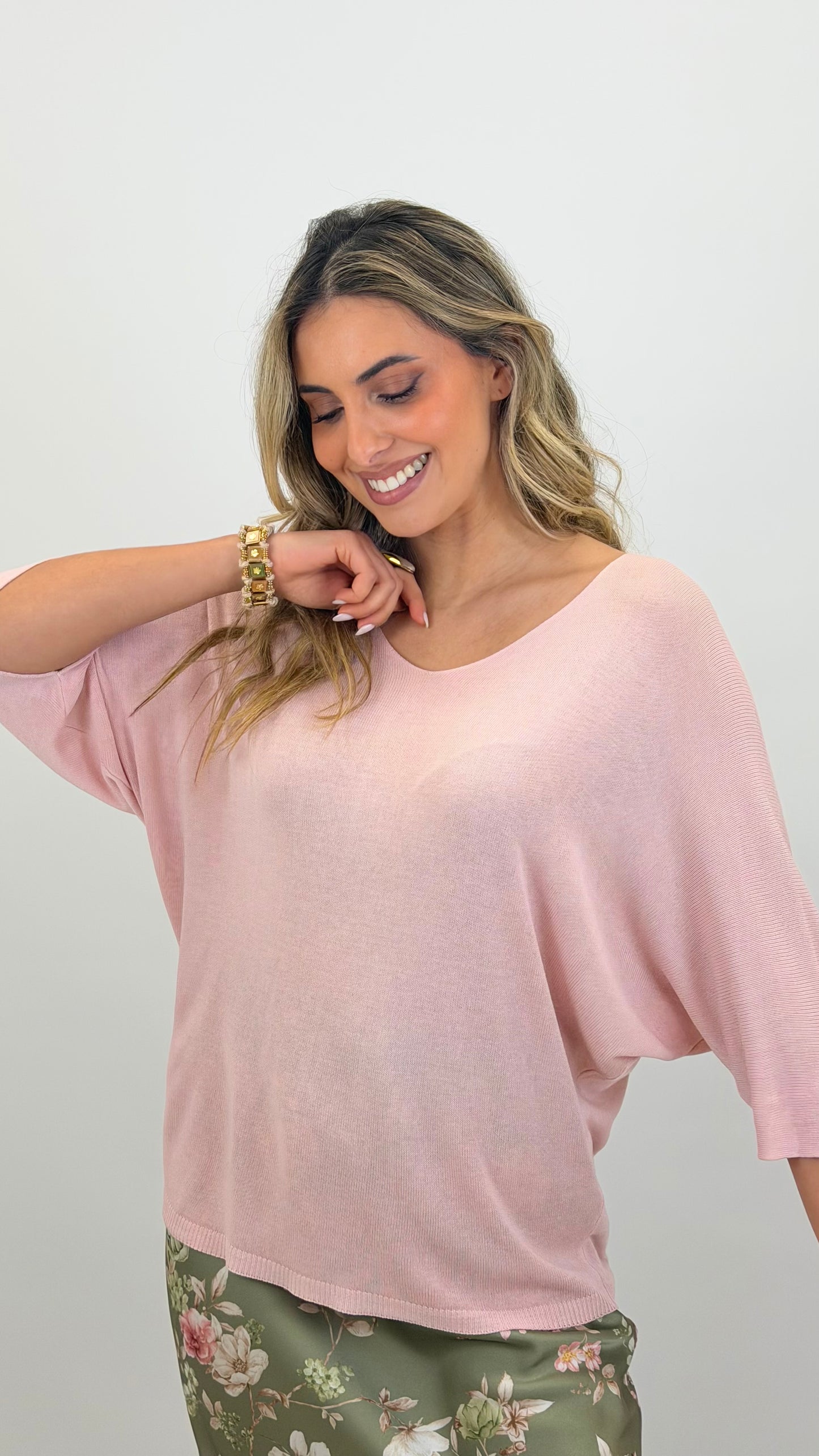 Camisola malha básica rosa