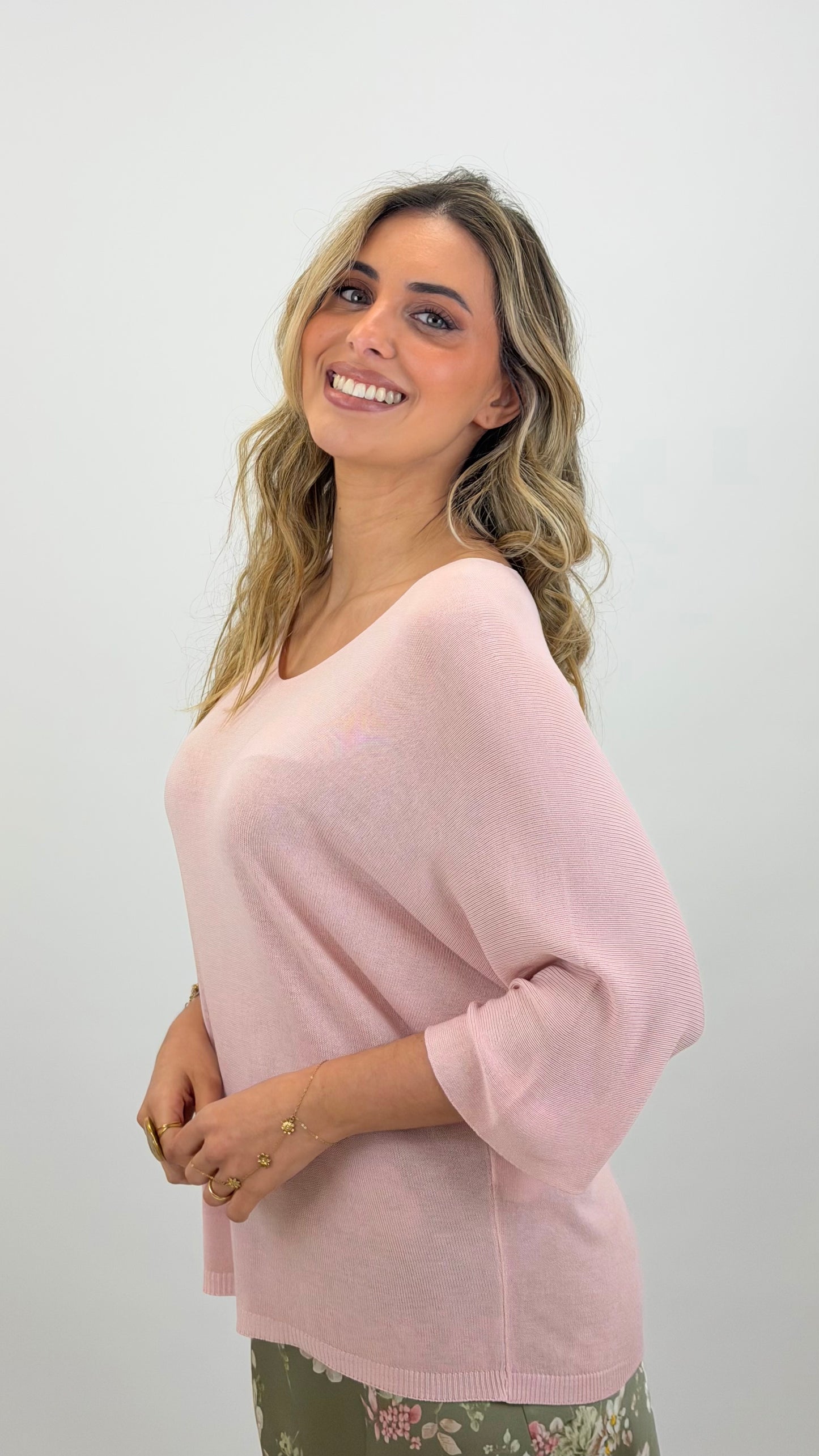 Camisola malha básica rosa