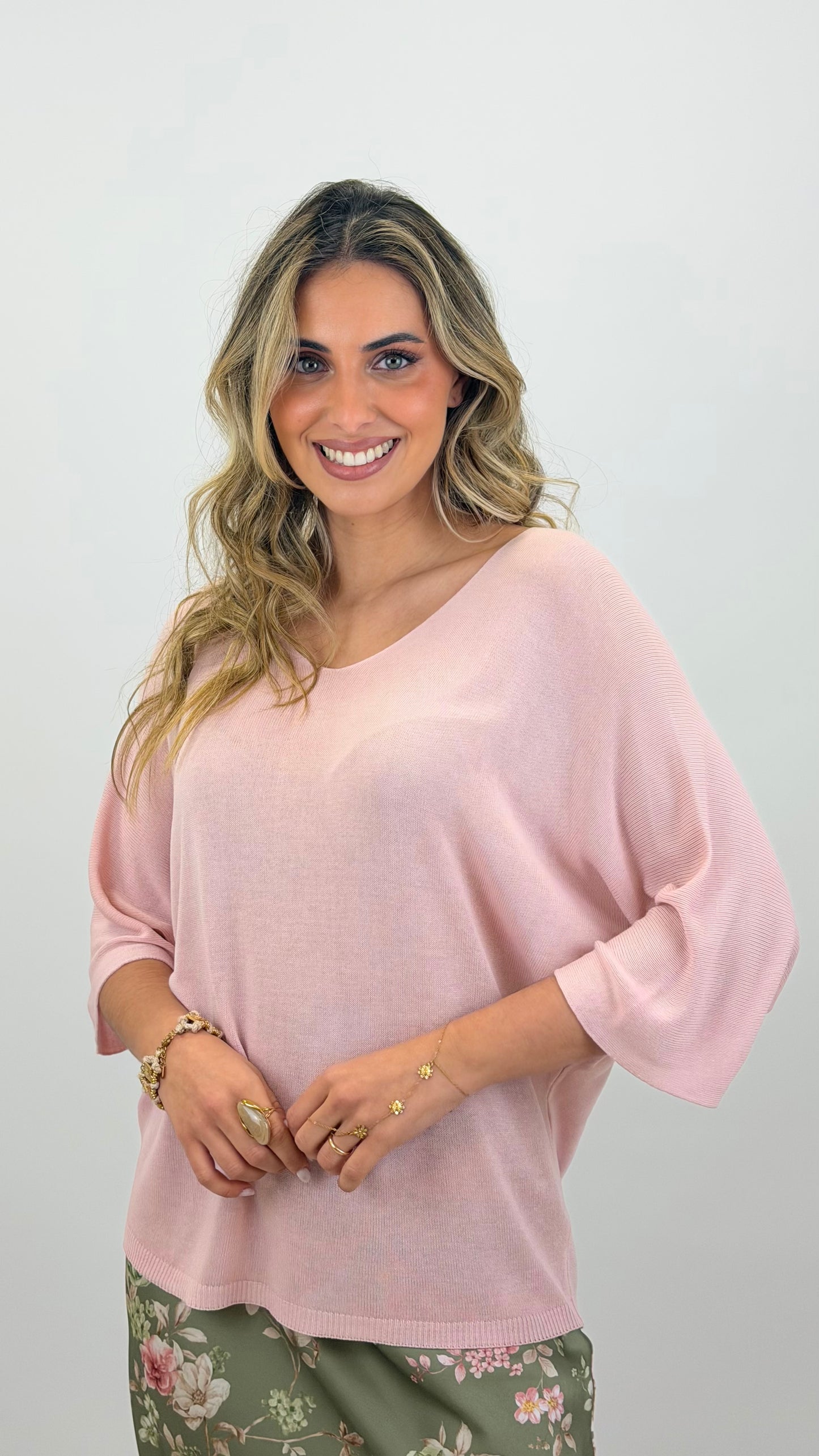 Camisola malha básica rosa