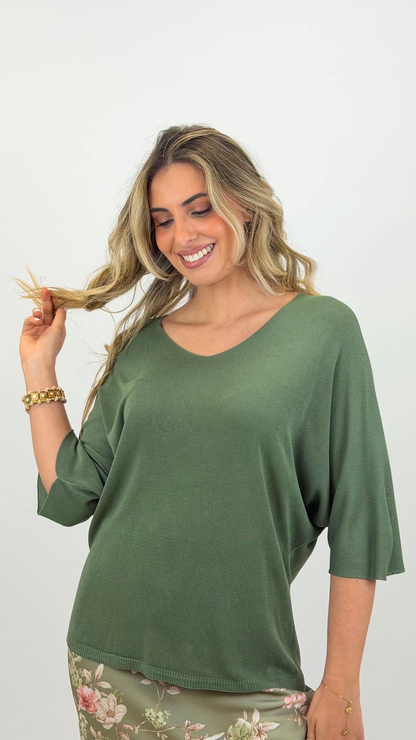 Camisola malha básica verde