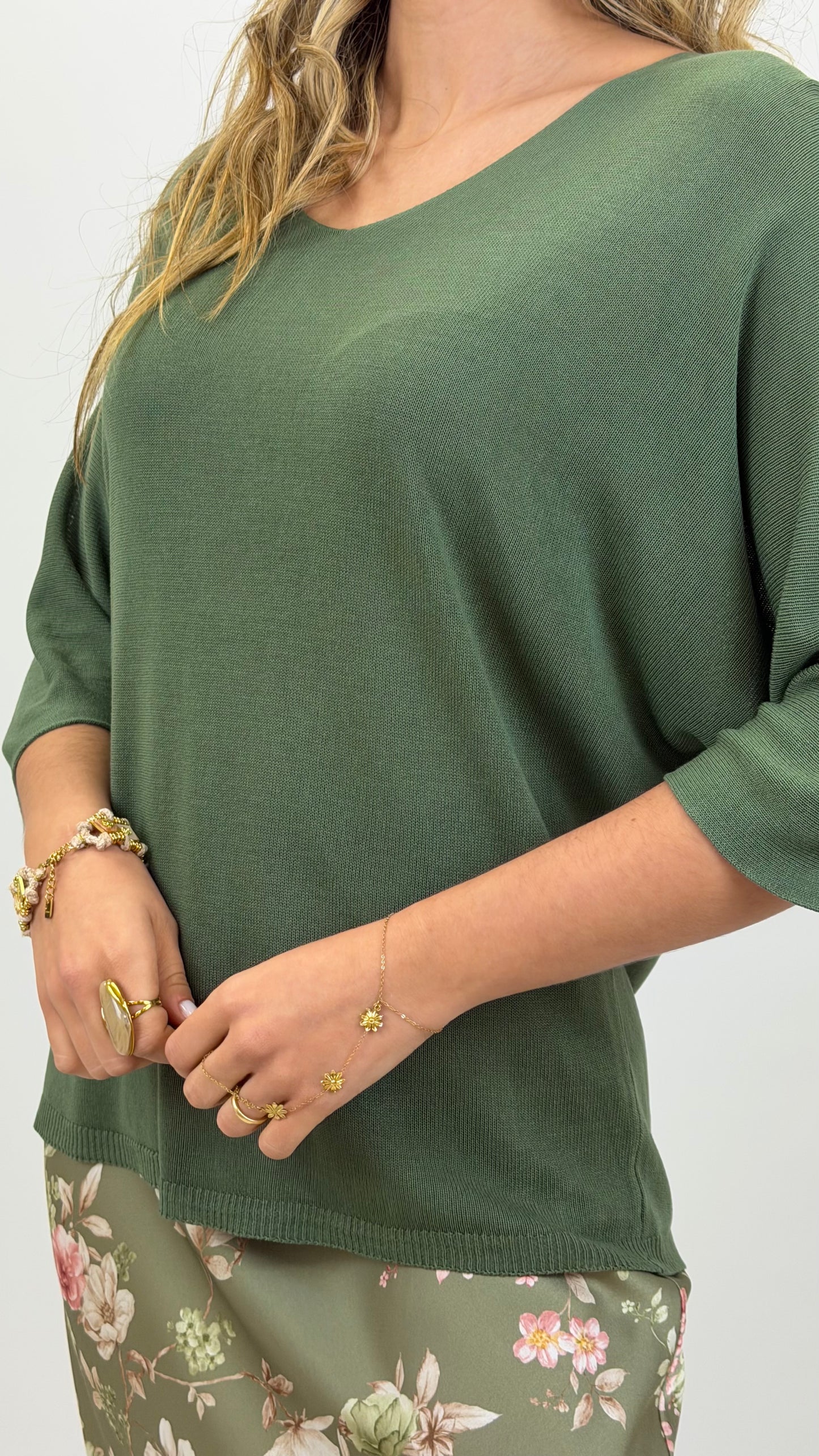 Camisola malha básica verde