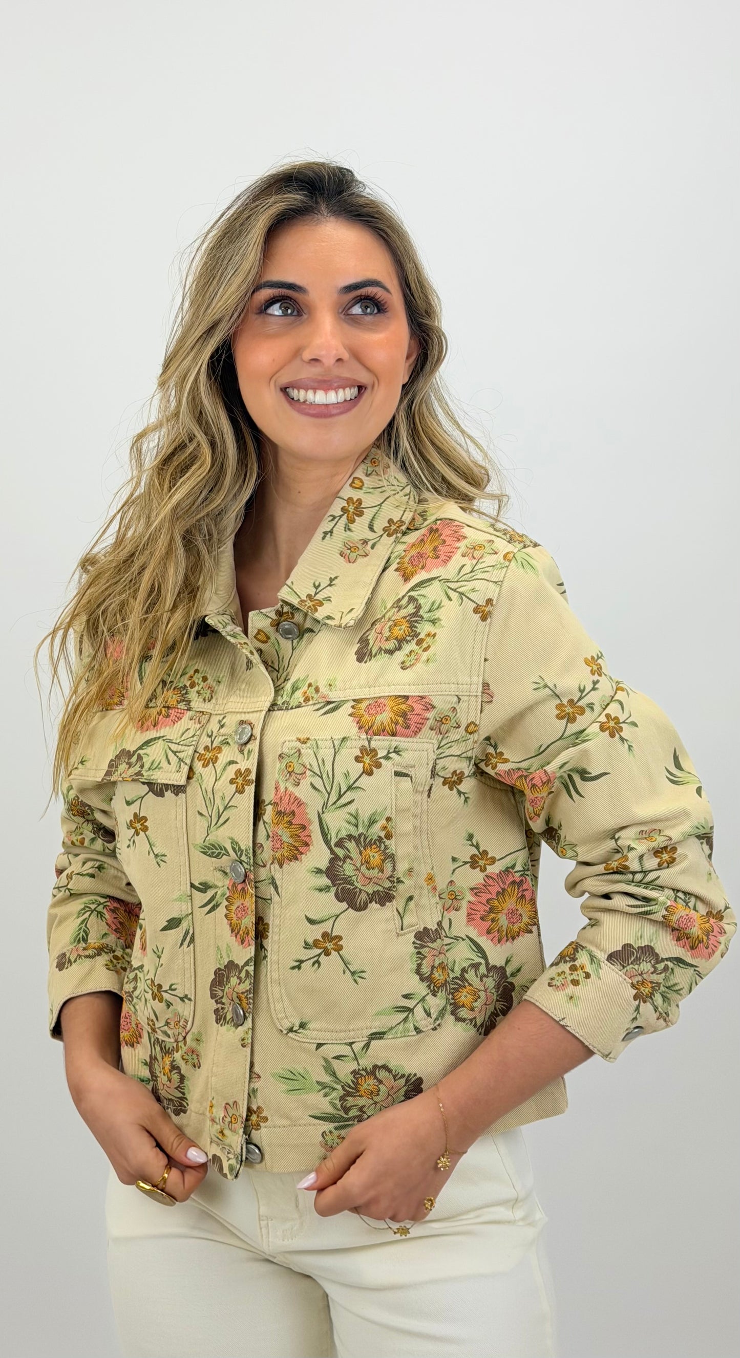 Blusão sarja floral