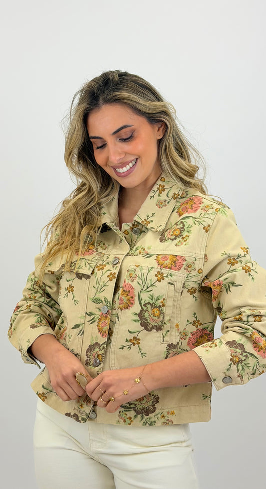 Blusão sarja floral