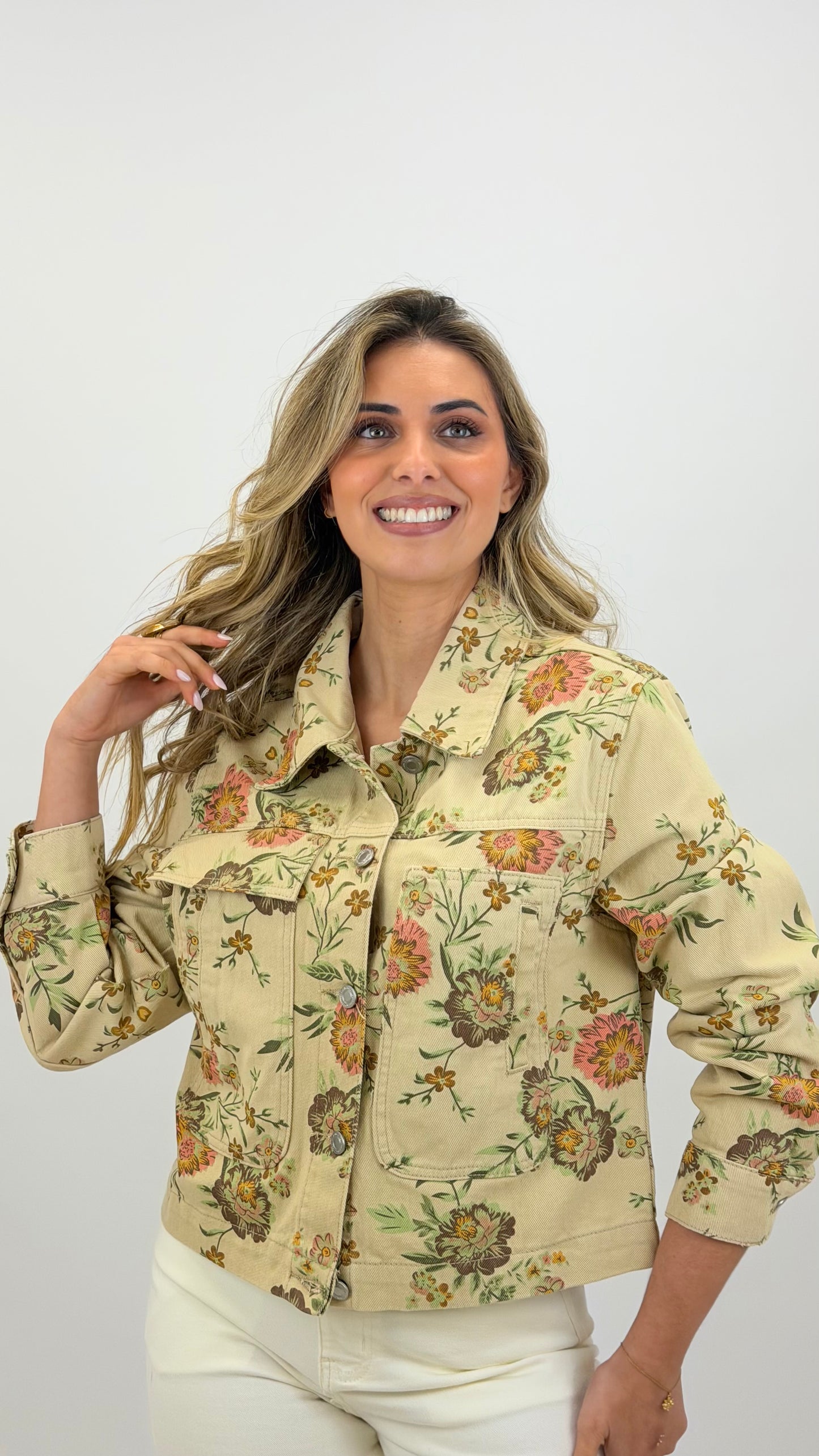 Blusão sarja floral