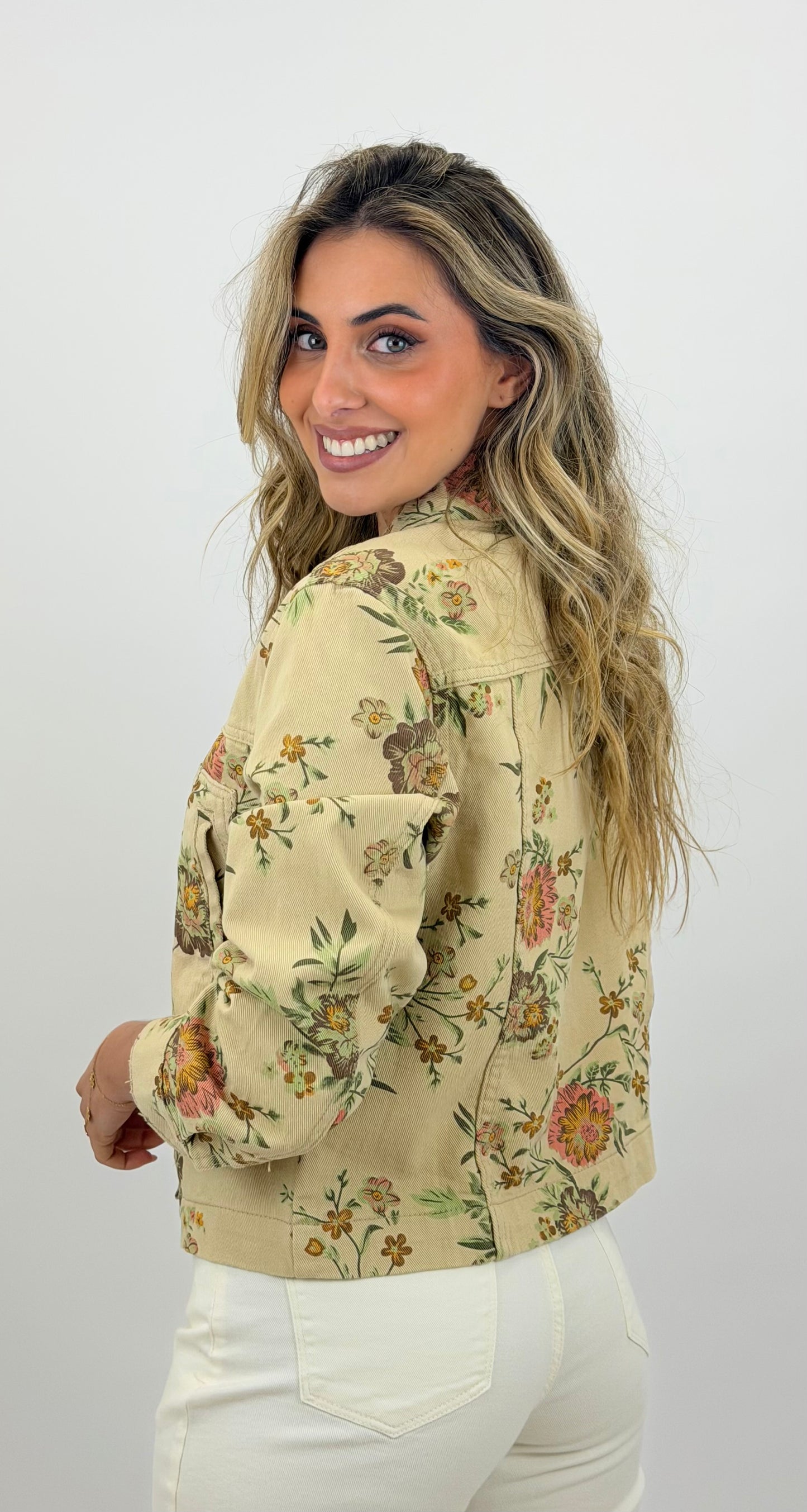 Blusão sarja floral
