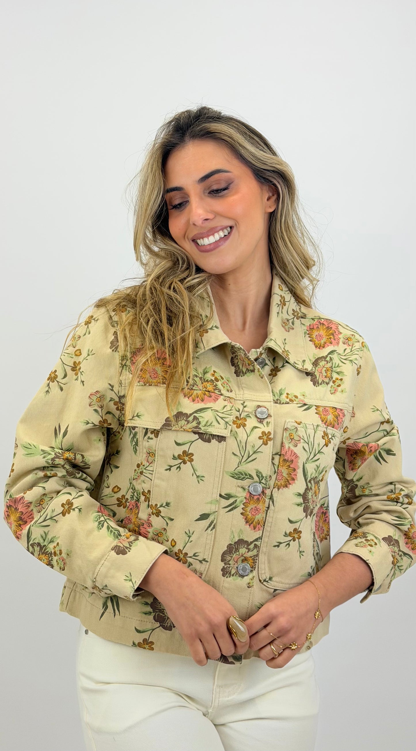 Blusão sarja floral