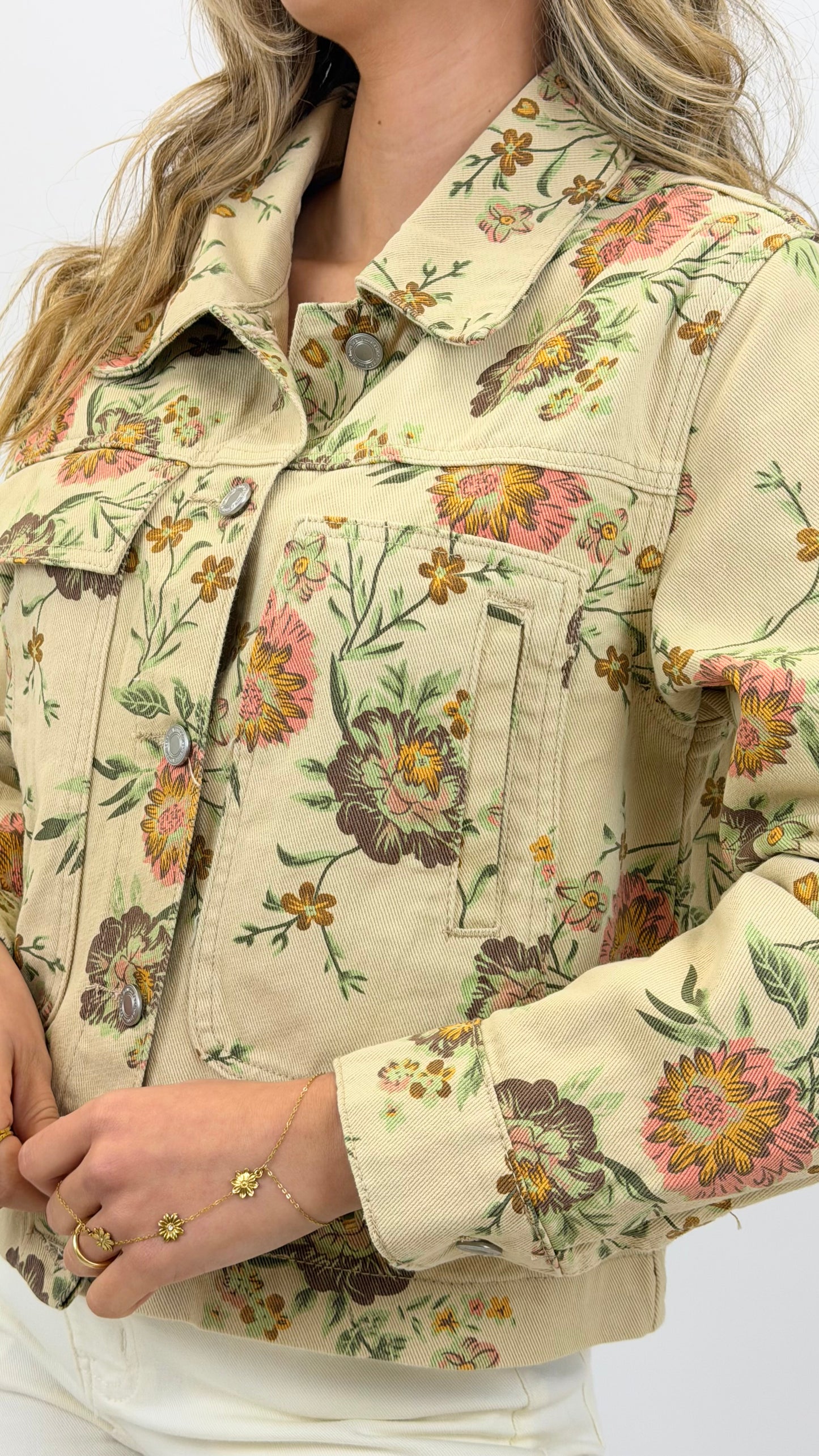 Blusão sarja floral