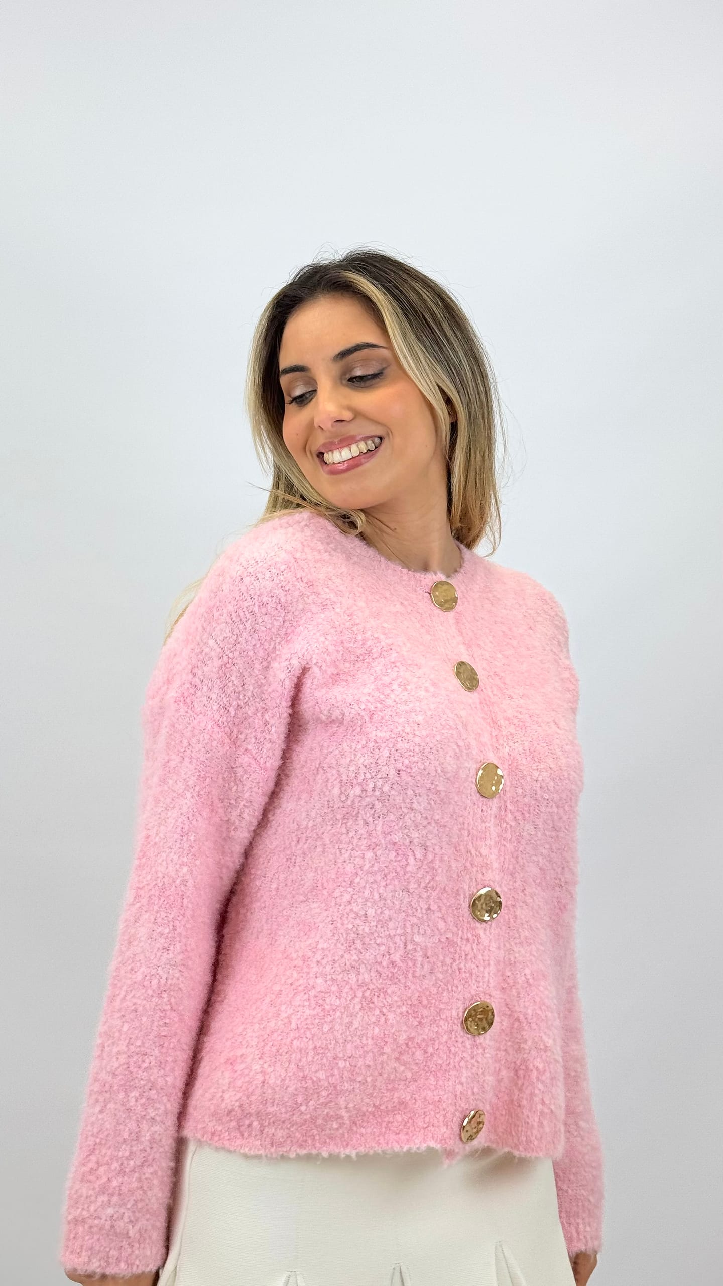 Casaco malha fofa rosa Bubblegum