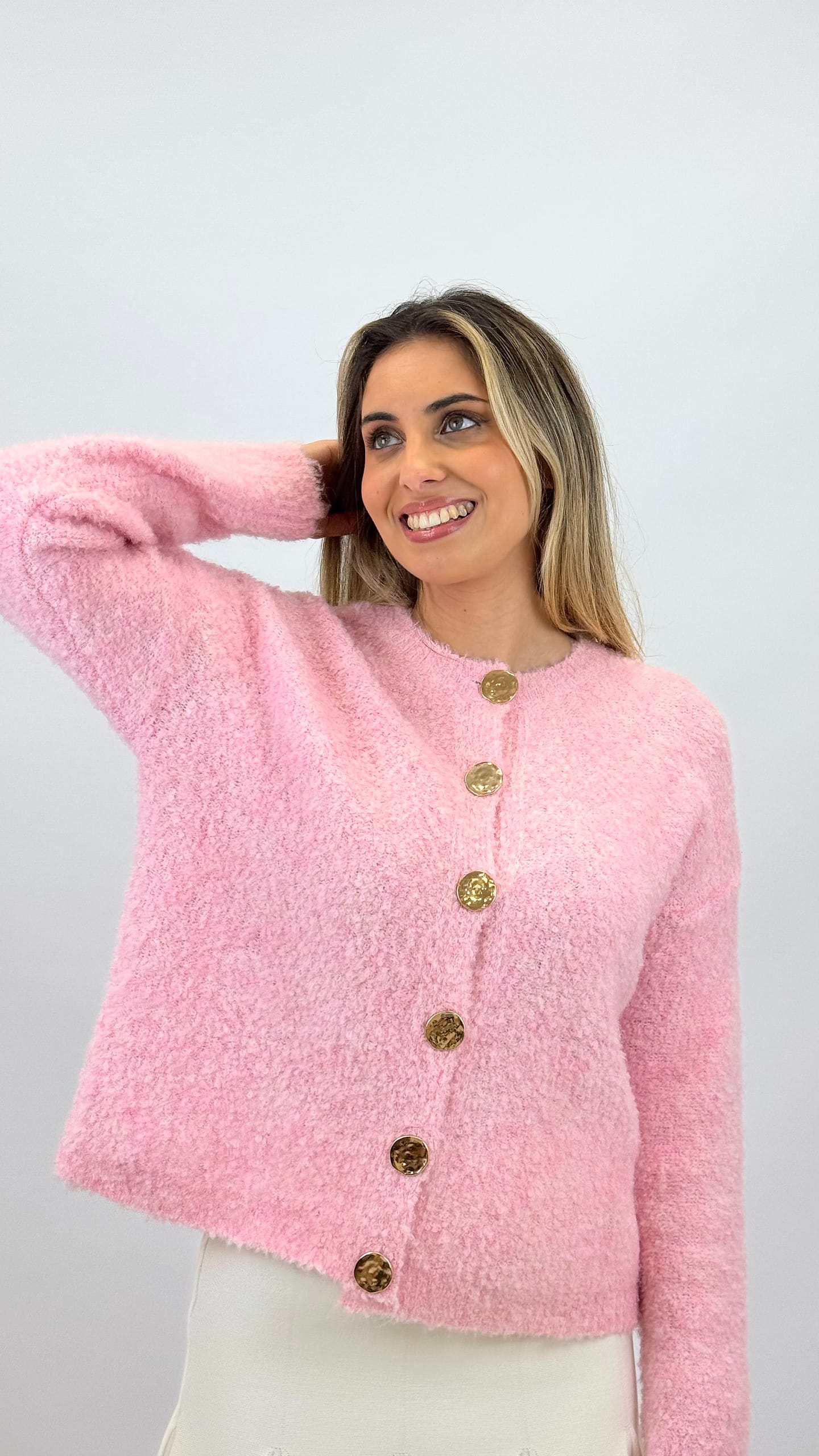 Casaco malha fofa rosa Bubblegum