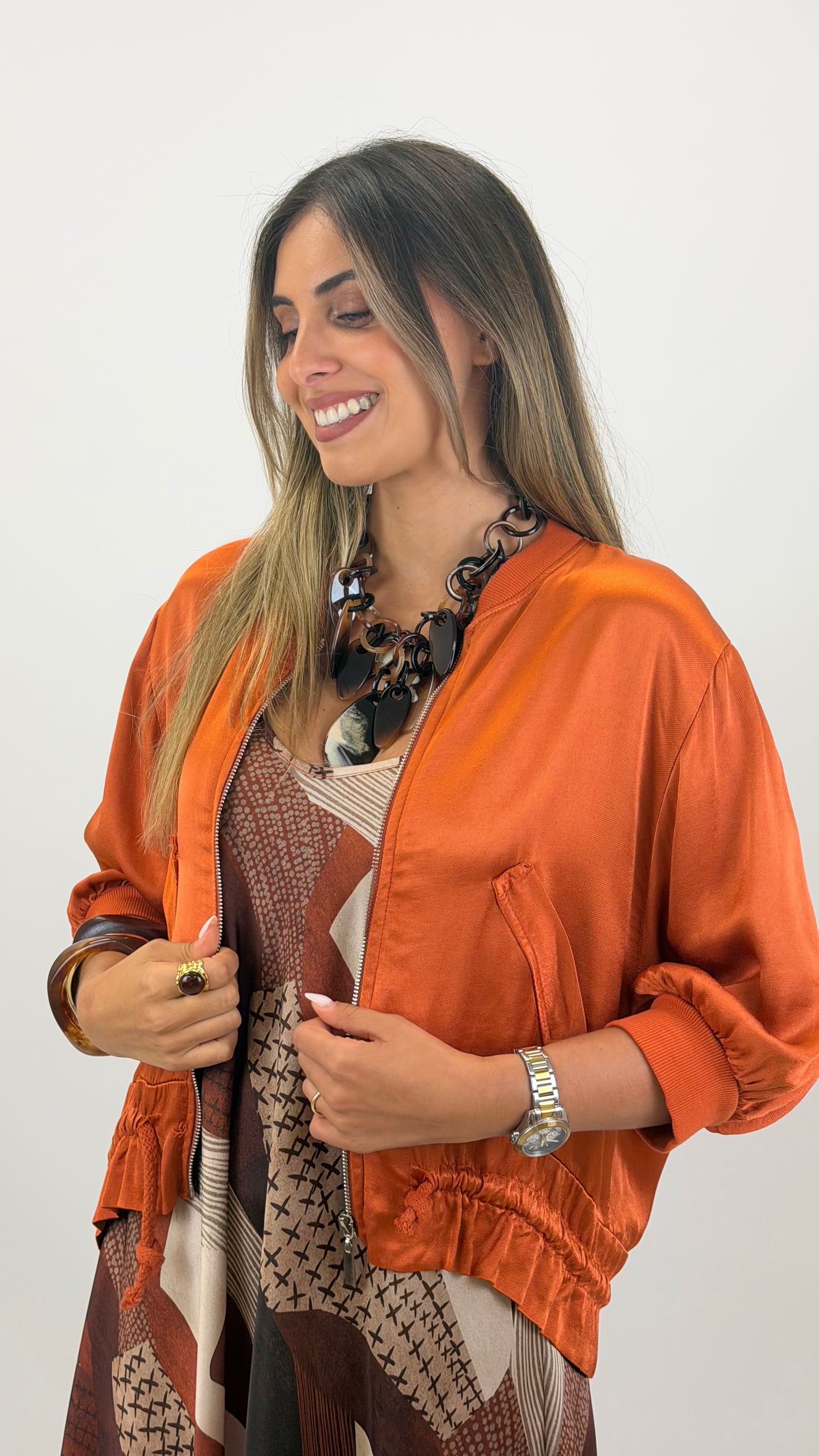 Bomber acetinado telha