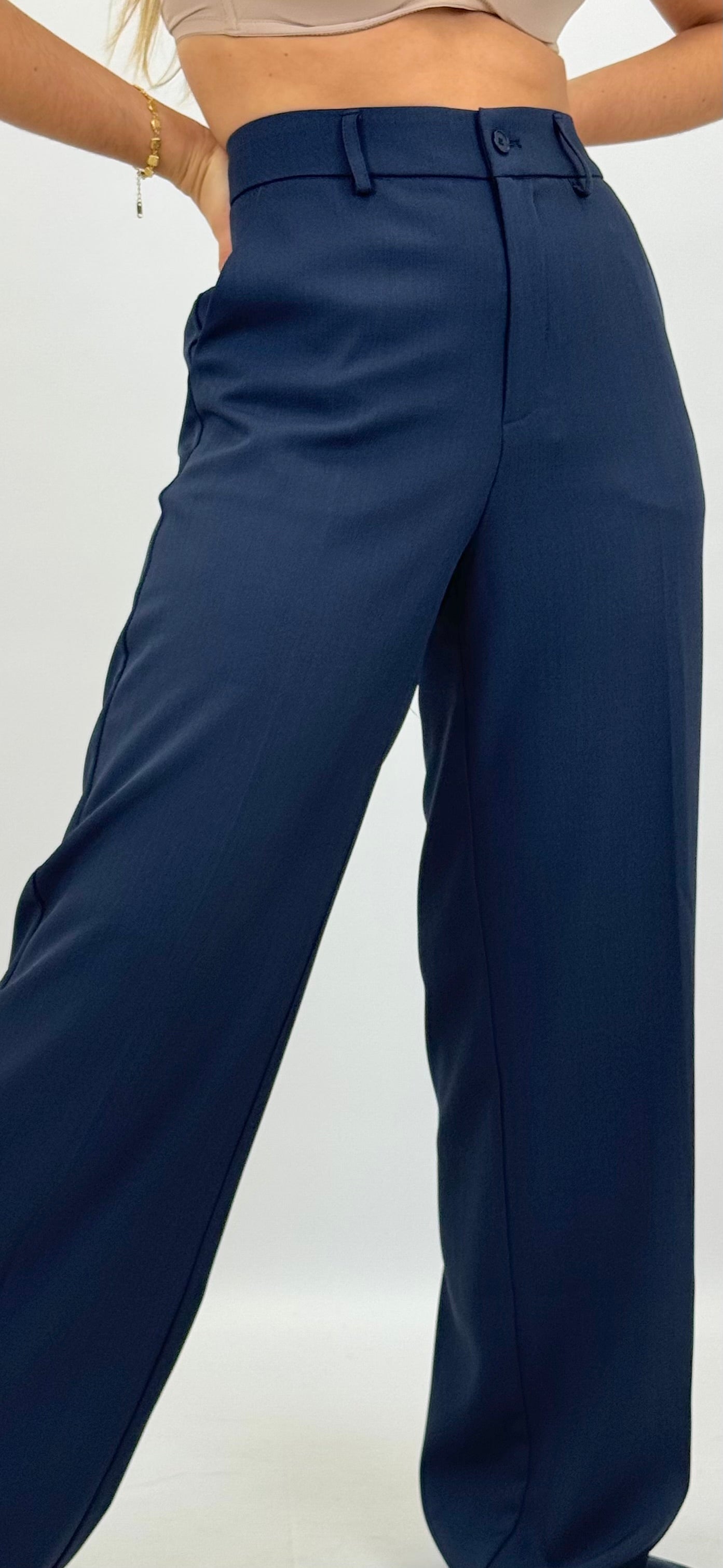 Calça clássica azul-marinho