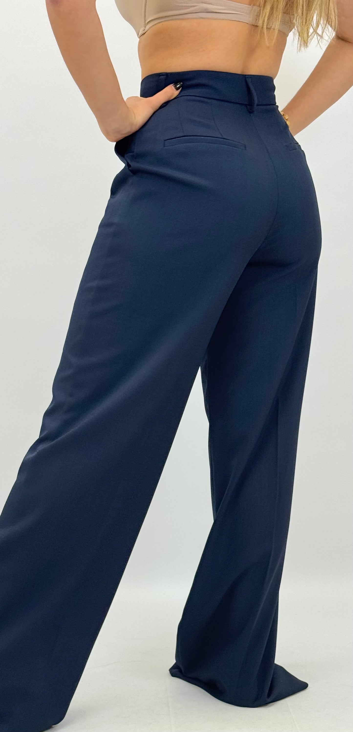 Calça clássica azul-marinho