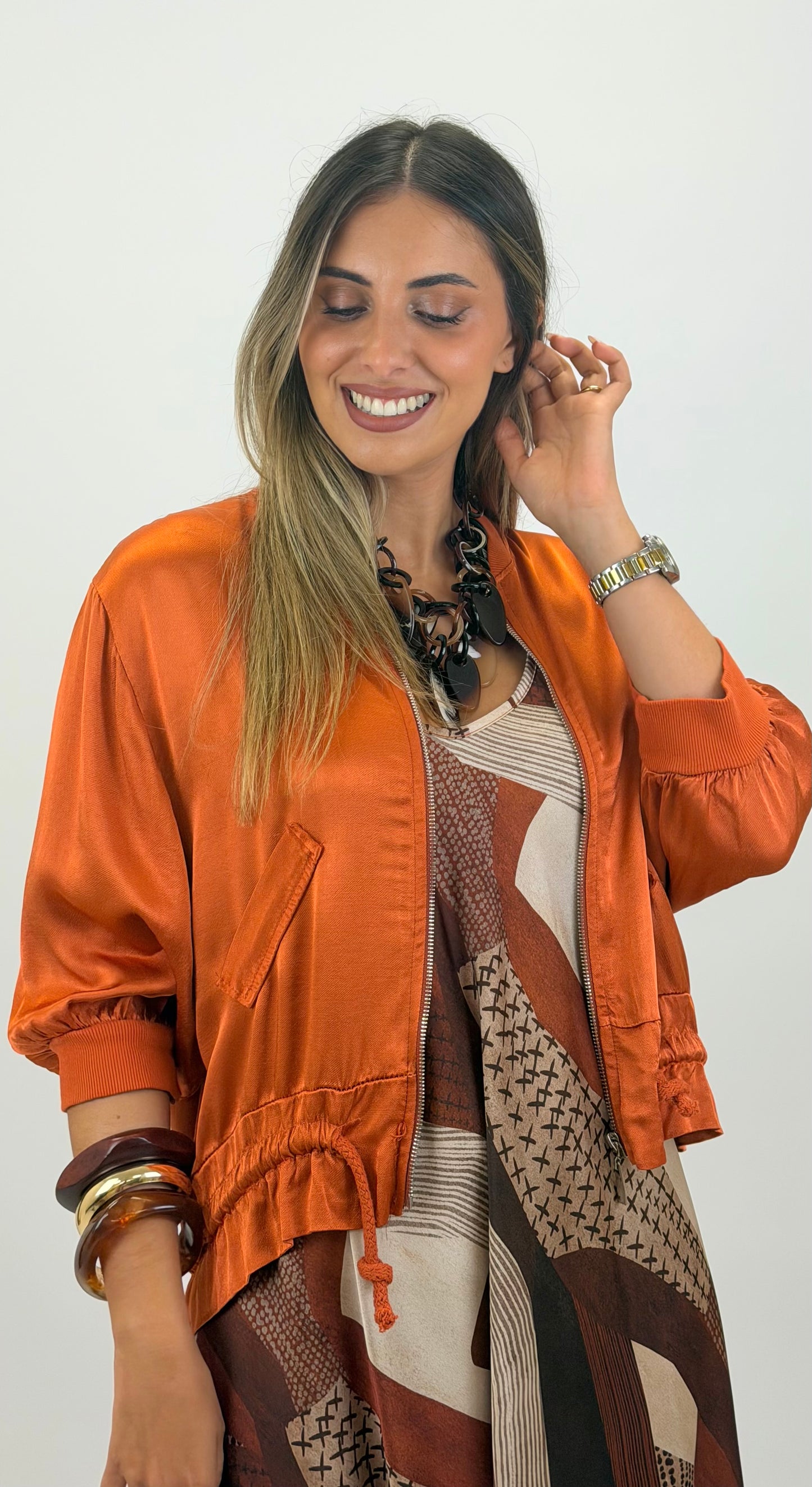 Bomber acetinado telha