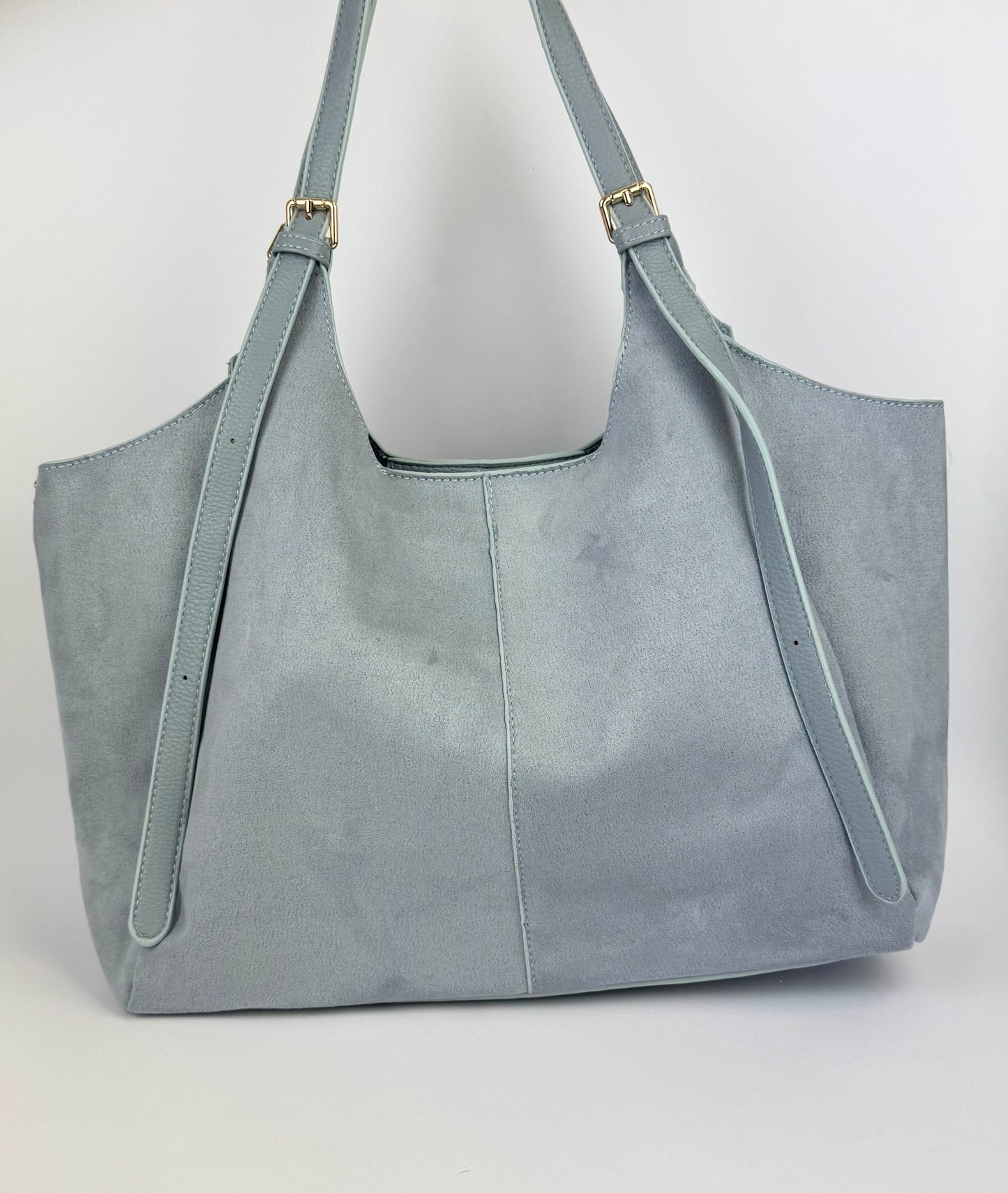 Saco estilo camurça azul-bebé