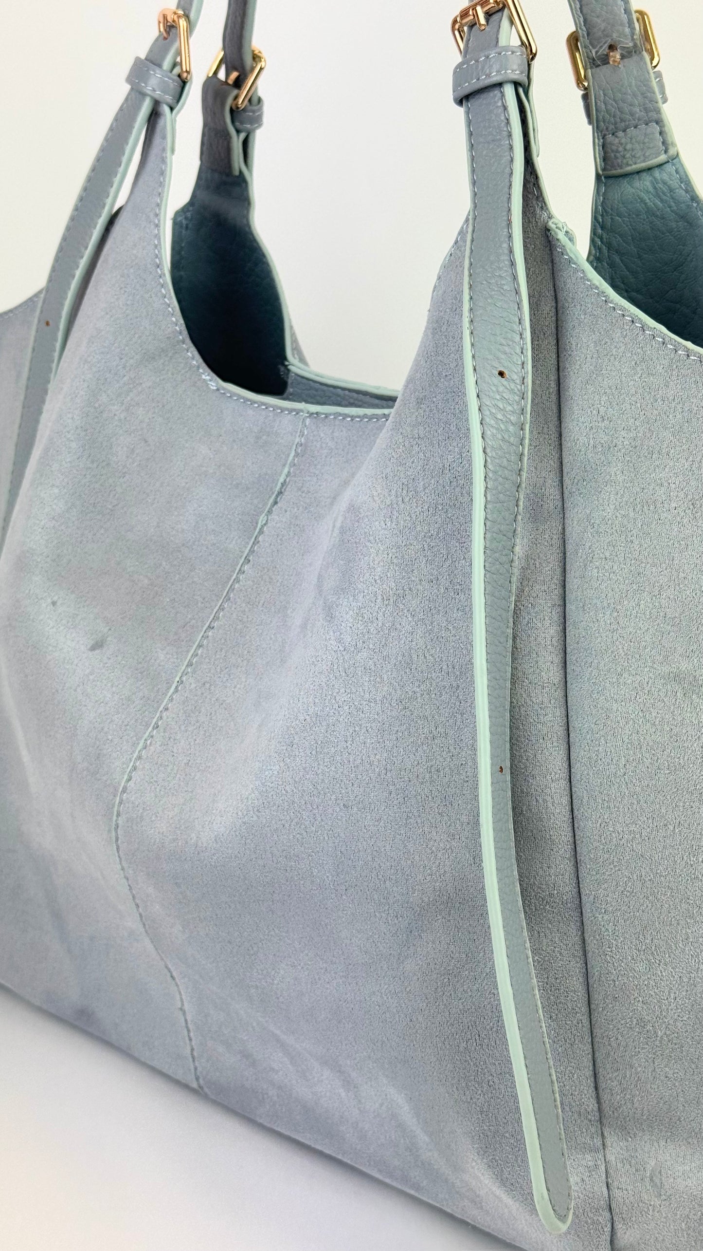 Saco estilo camurça azul-bebé