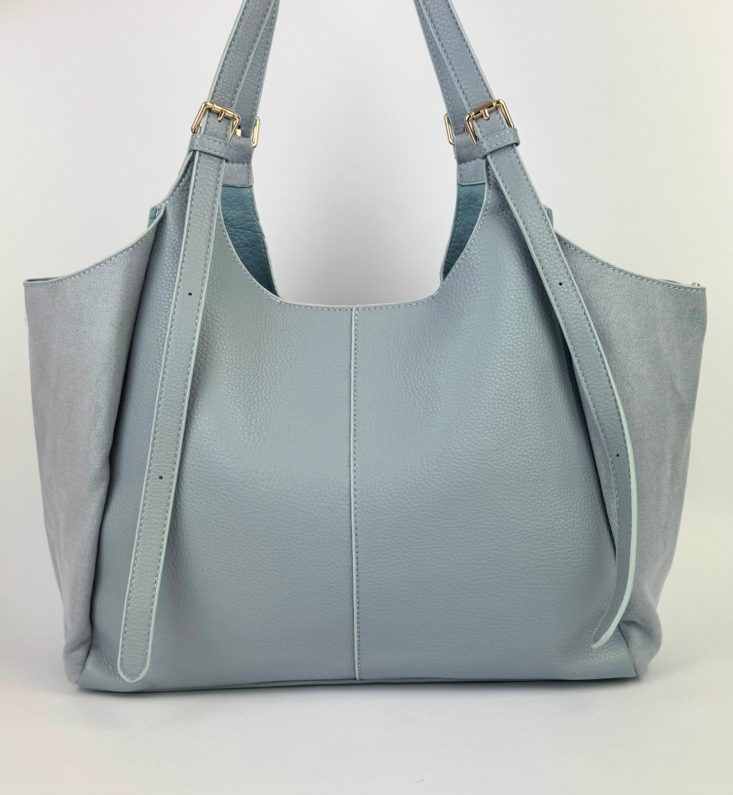 Saco estilo camurça azul-bebé