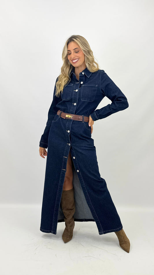 Vestido de ganga escura