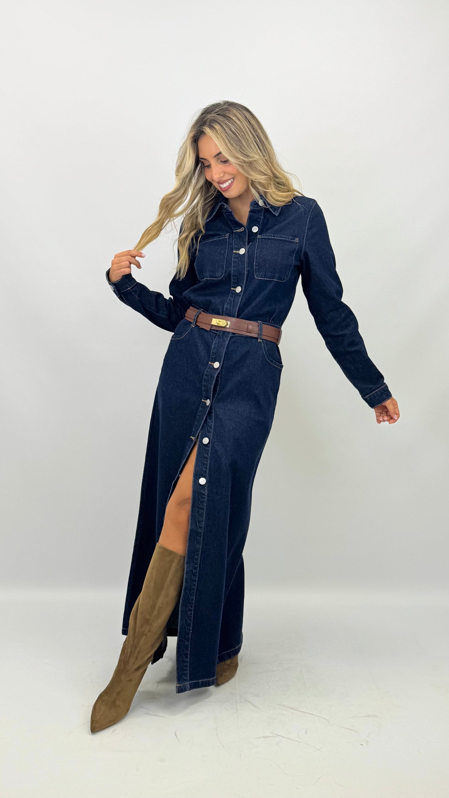 Vestido de ganga escura