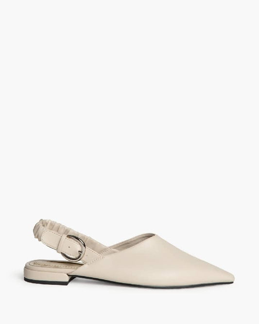 Mules eco-pele com elástico creme