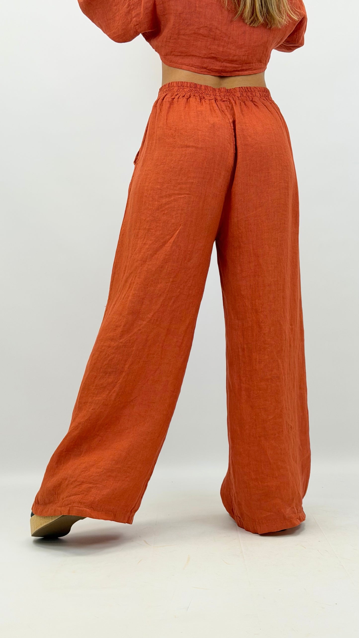 Calça linho terracotta