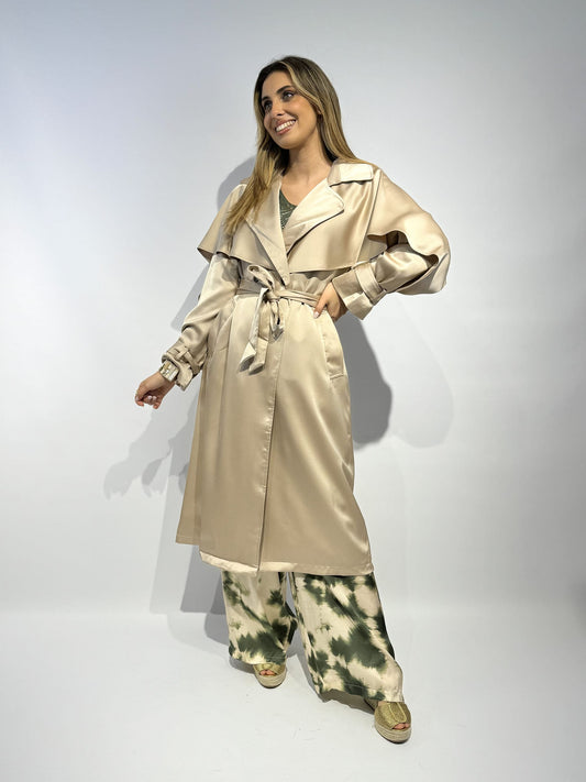 Gabardine acetinada bege