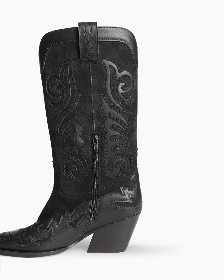 Texana estilo camurça preto