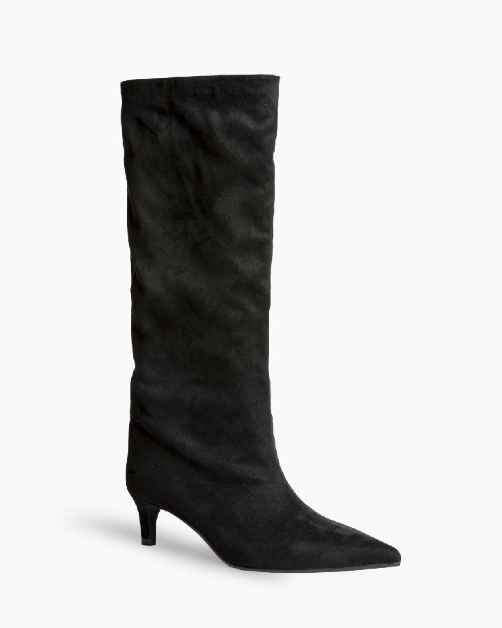 Bota cano-alto tacão kitten preto