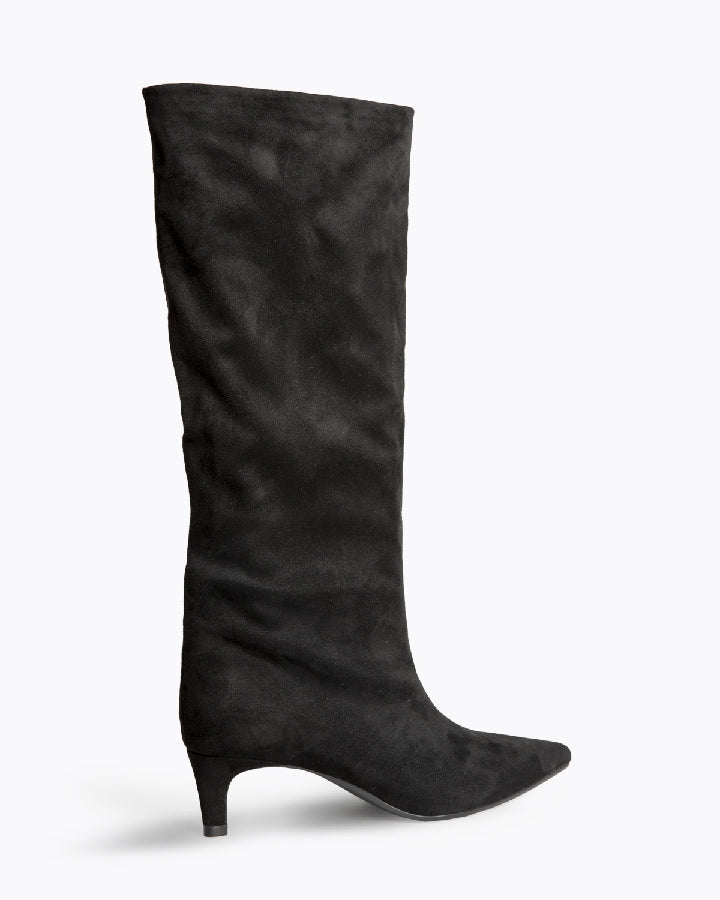 Bota cano-alto tacão kitten preto