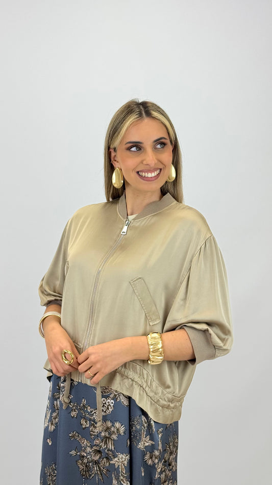 Bomber acetinado kaki