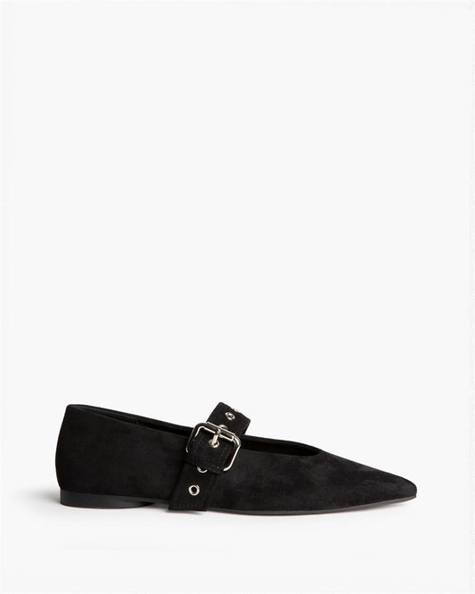 Sapato raso com fivela preto