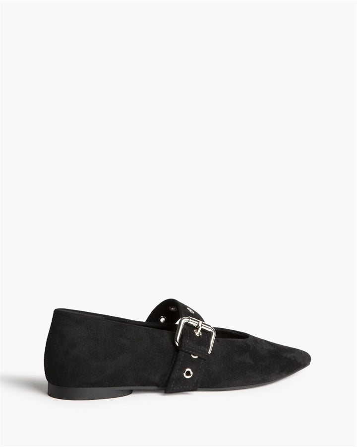 Sapato raso com fivela preto