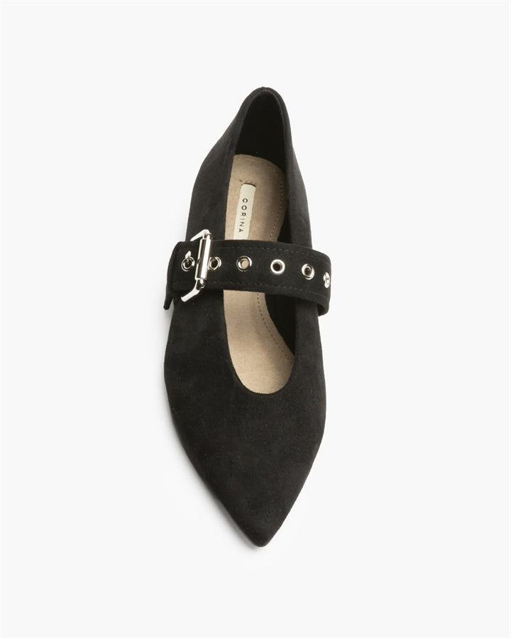 Sapato raso com fivela preto