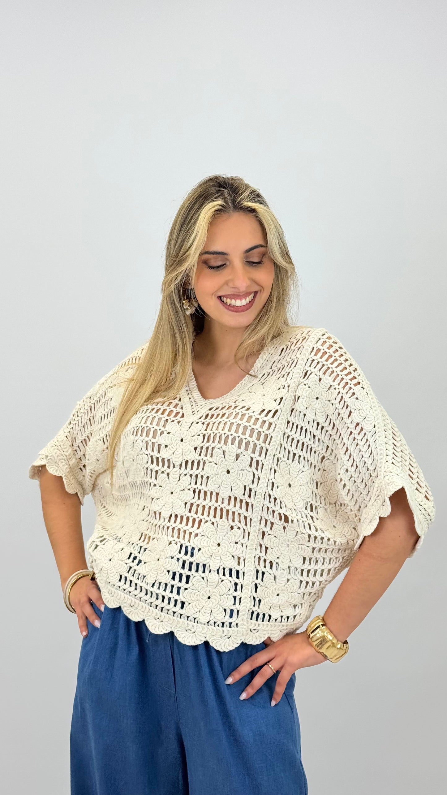 Camisola croché flores