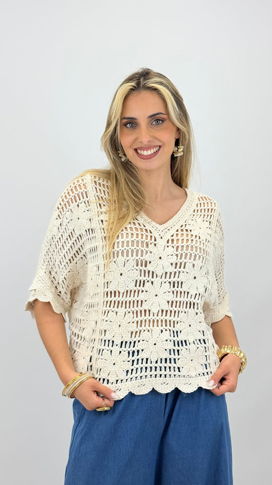Camisola croché flores