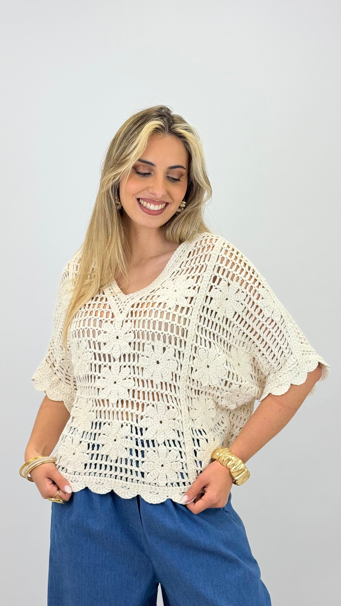 Camisola croché flores