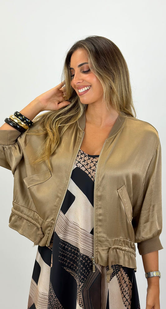 Bomber acetinado dourado