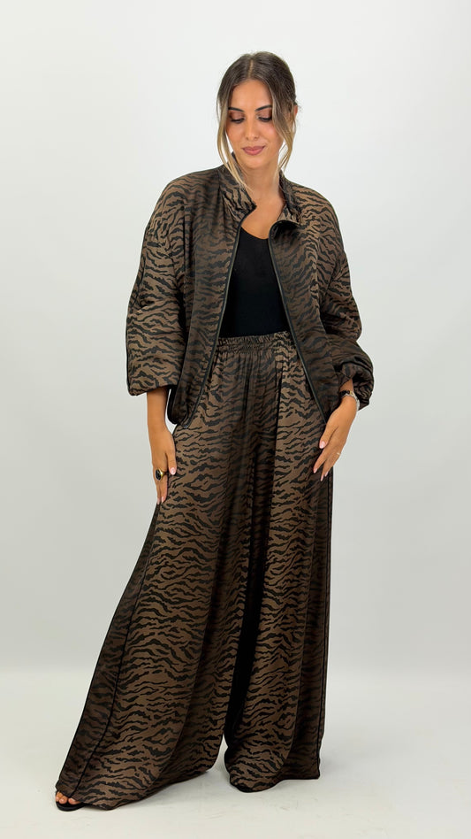 Bomber zebra tons camel, castanho e preto