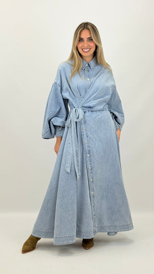 Vestido comprido ganga-clara