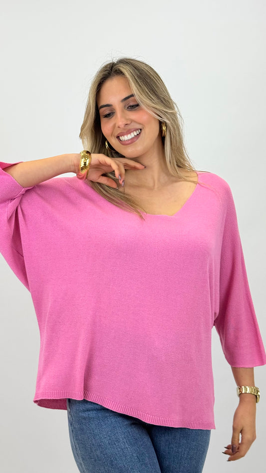 Camisola malha básica rosa
