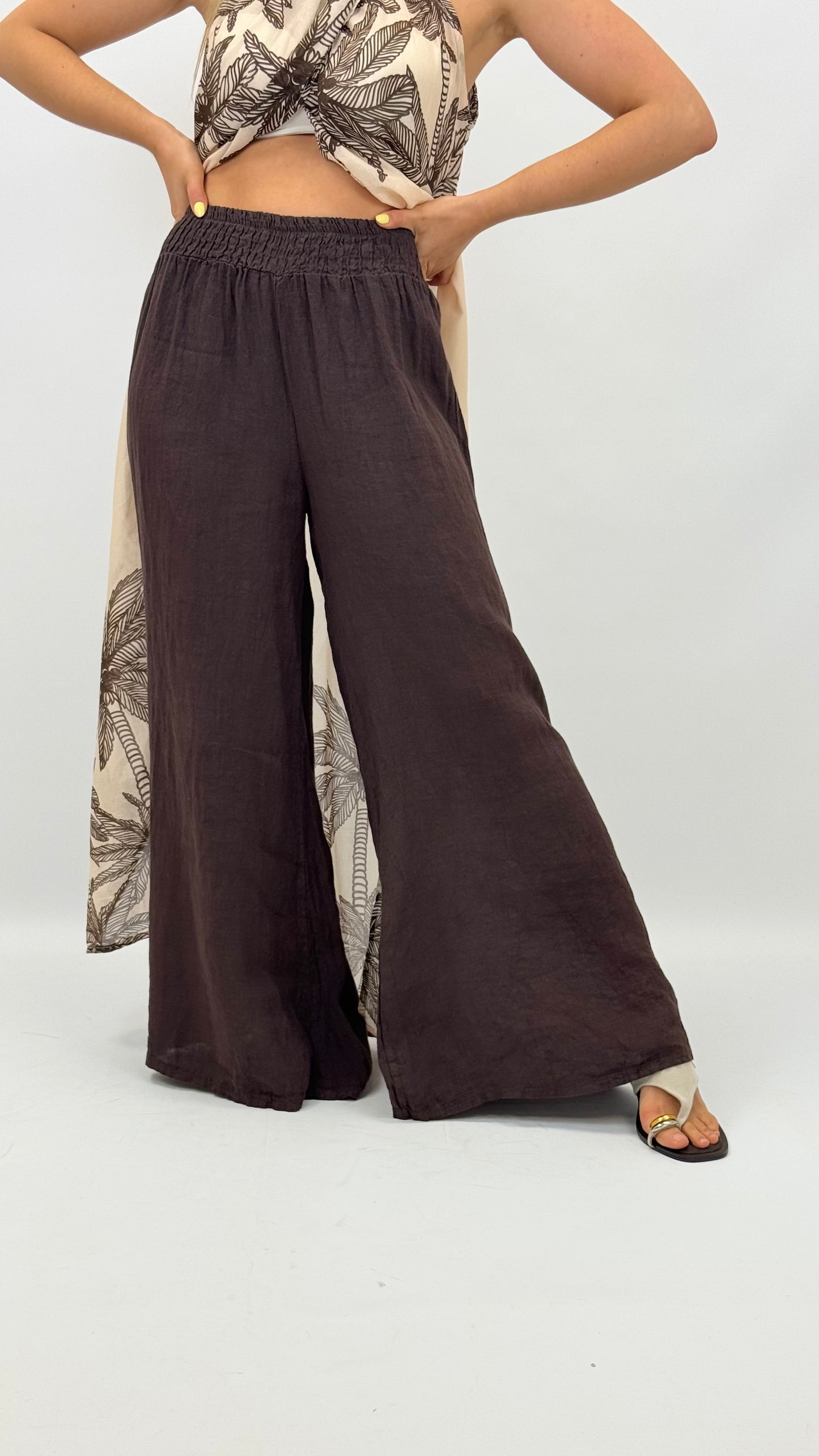 Pantalona castanha linho