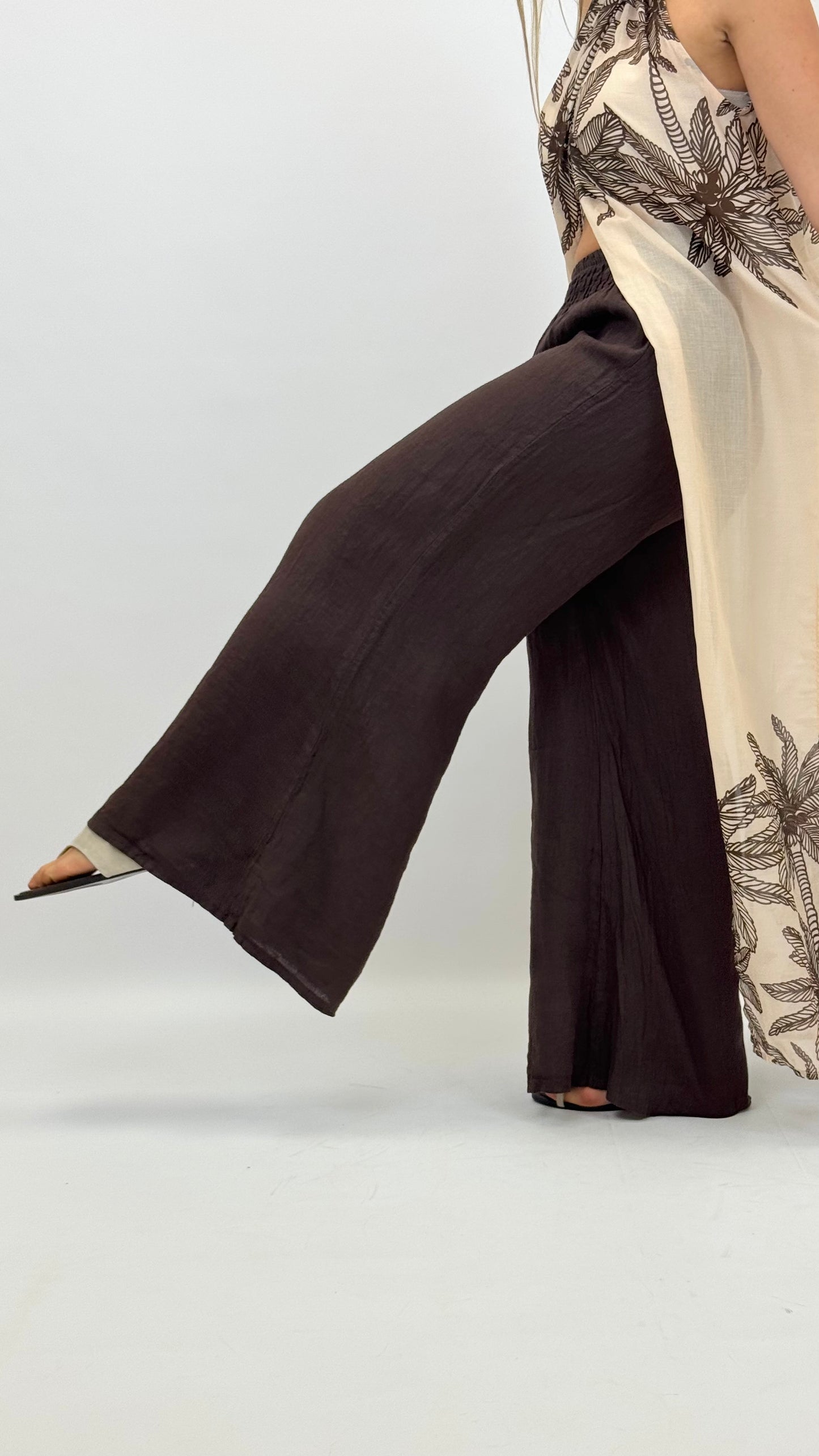 Pantalona castanha linho