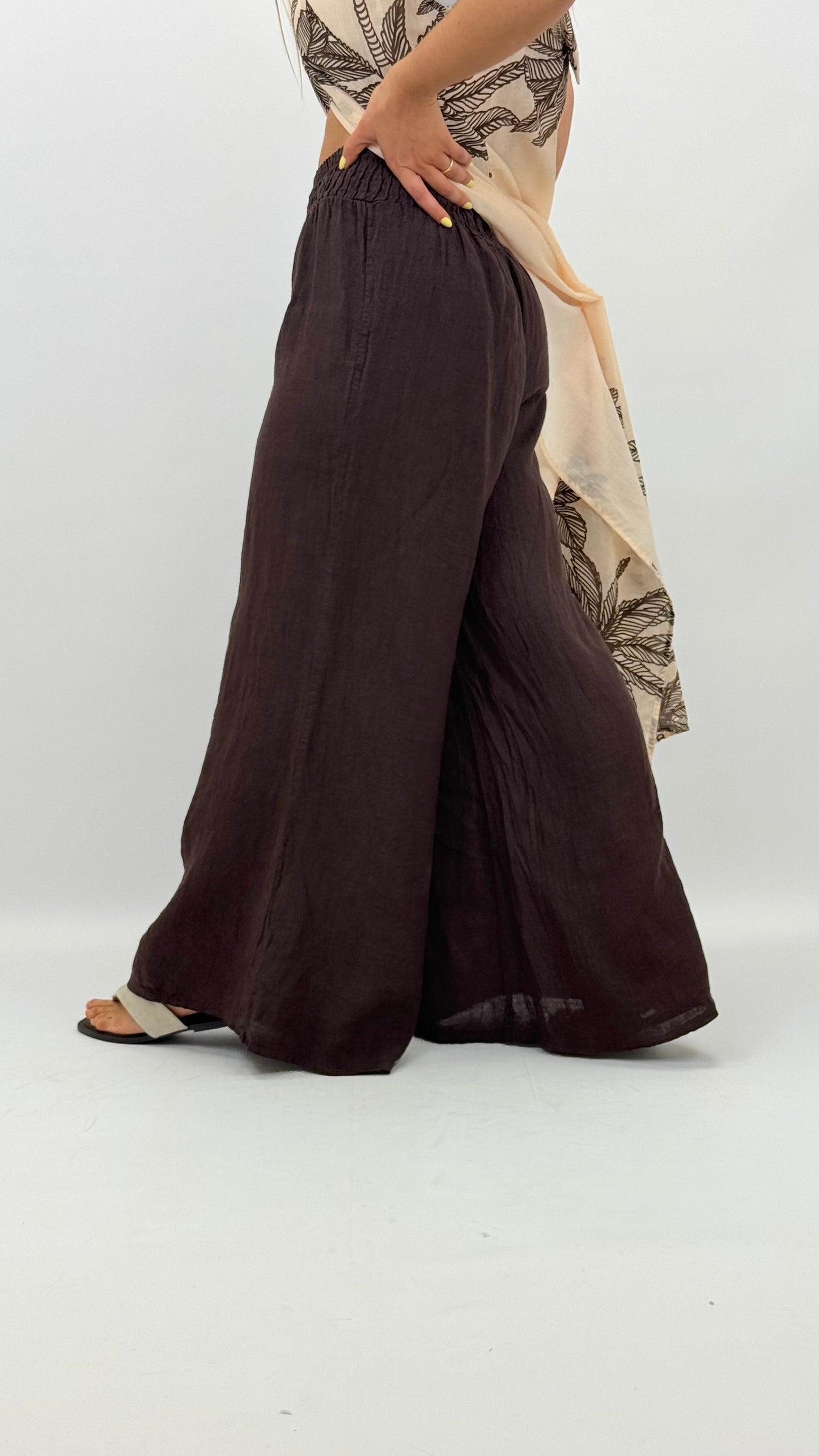 Pantalona castanha linho