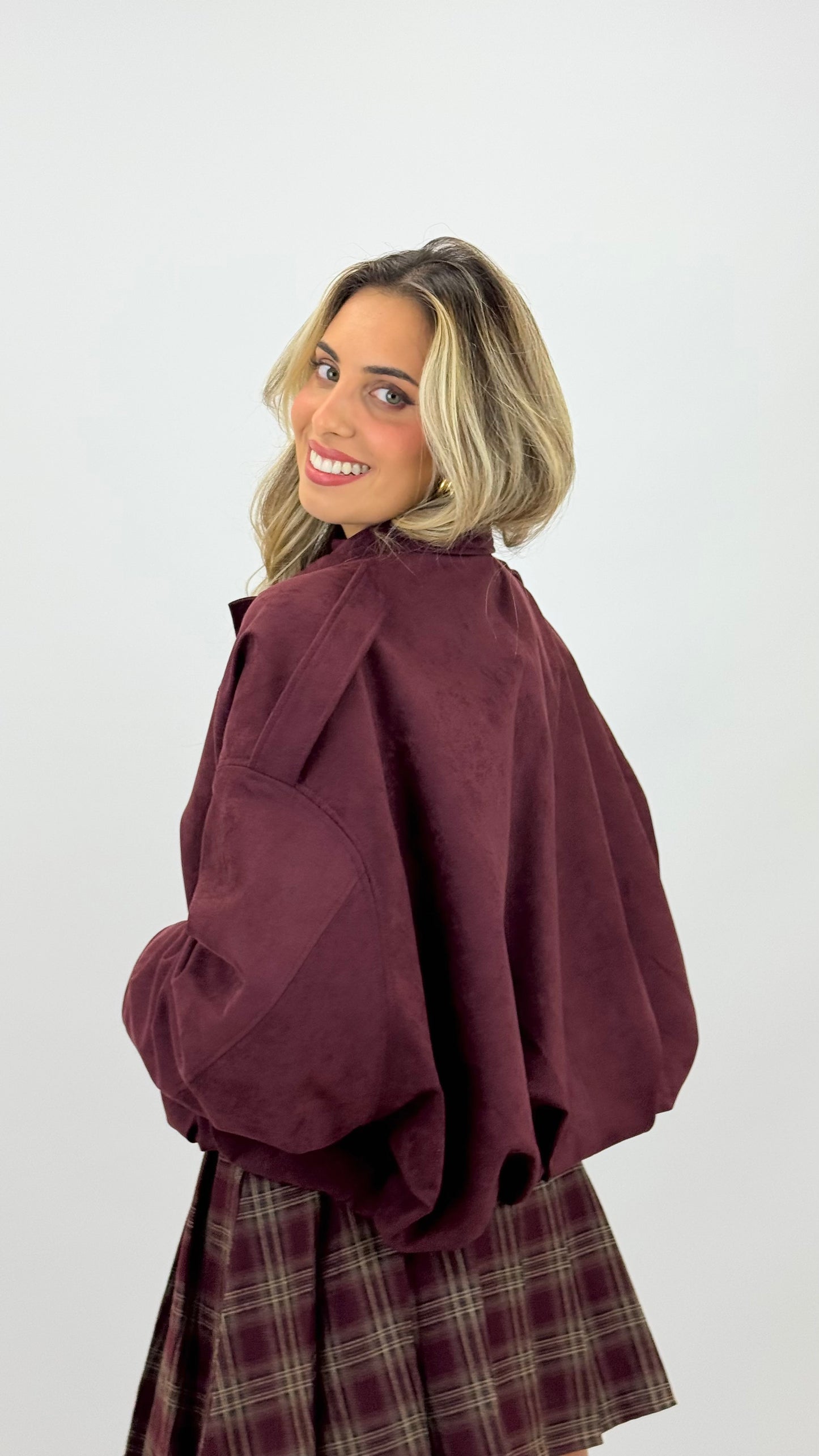 Blusão estilo camurça bordeaux