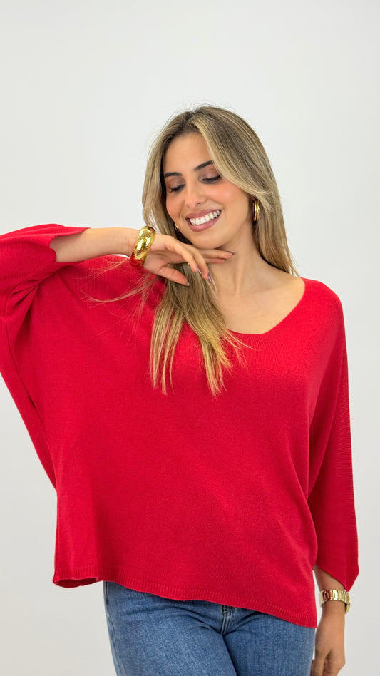 Camisola malha básica vermelha