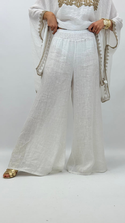 Pantalona branca linho