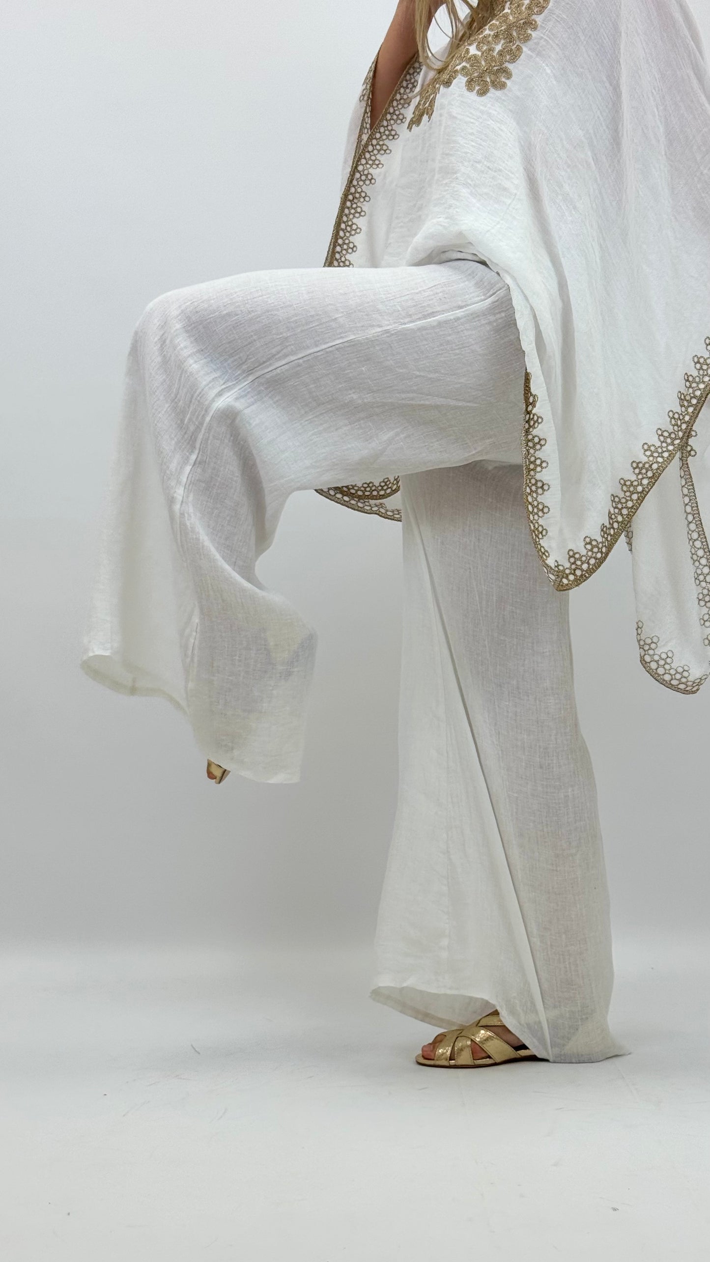 Pantalona branca linho
