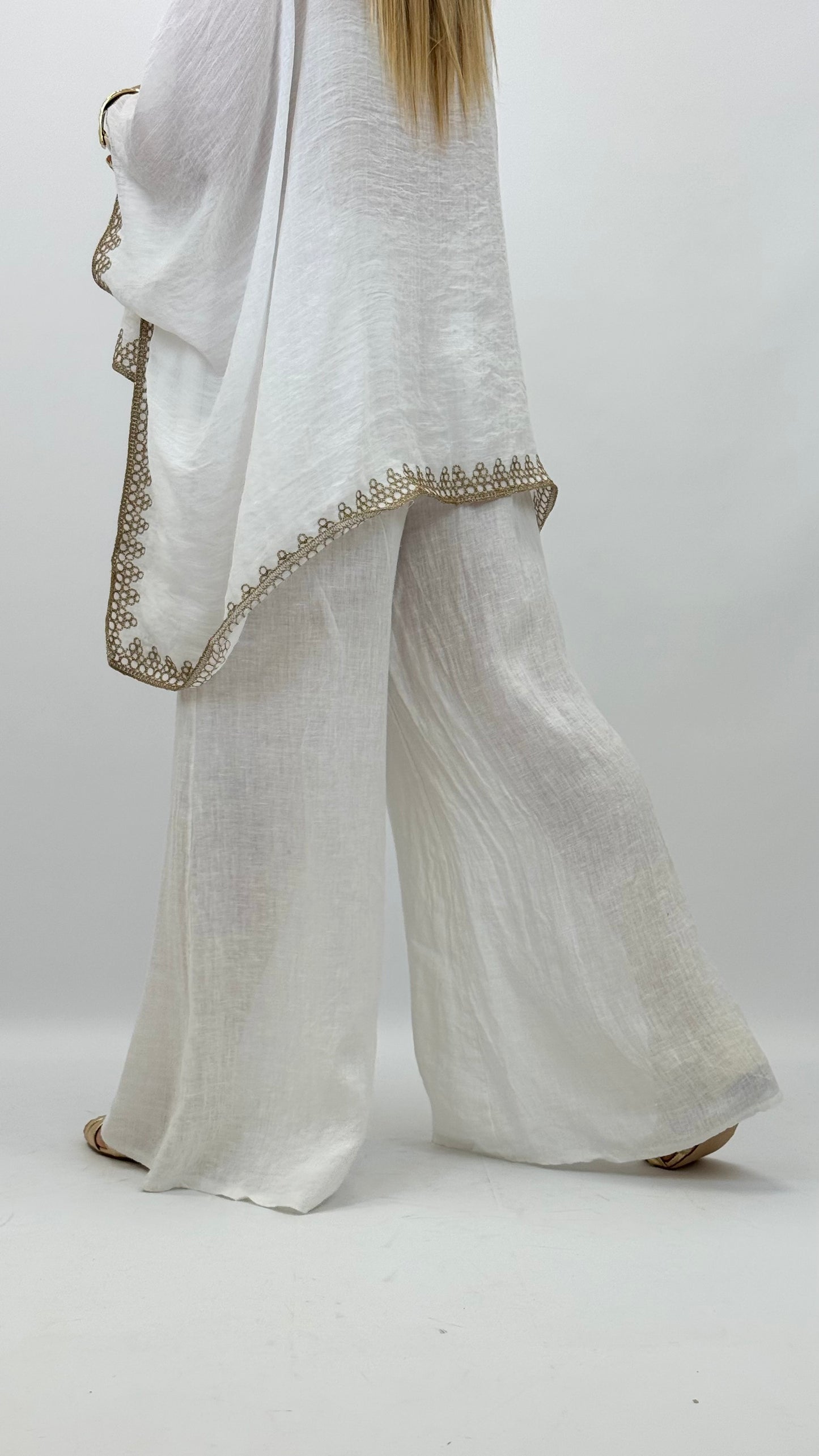 Pantalona branca linho