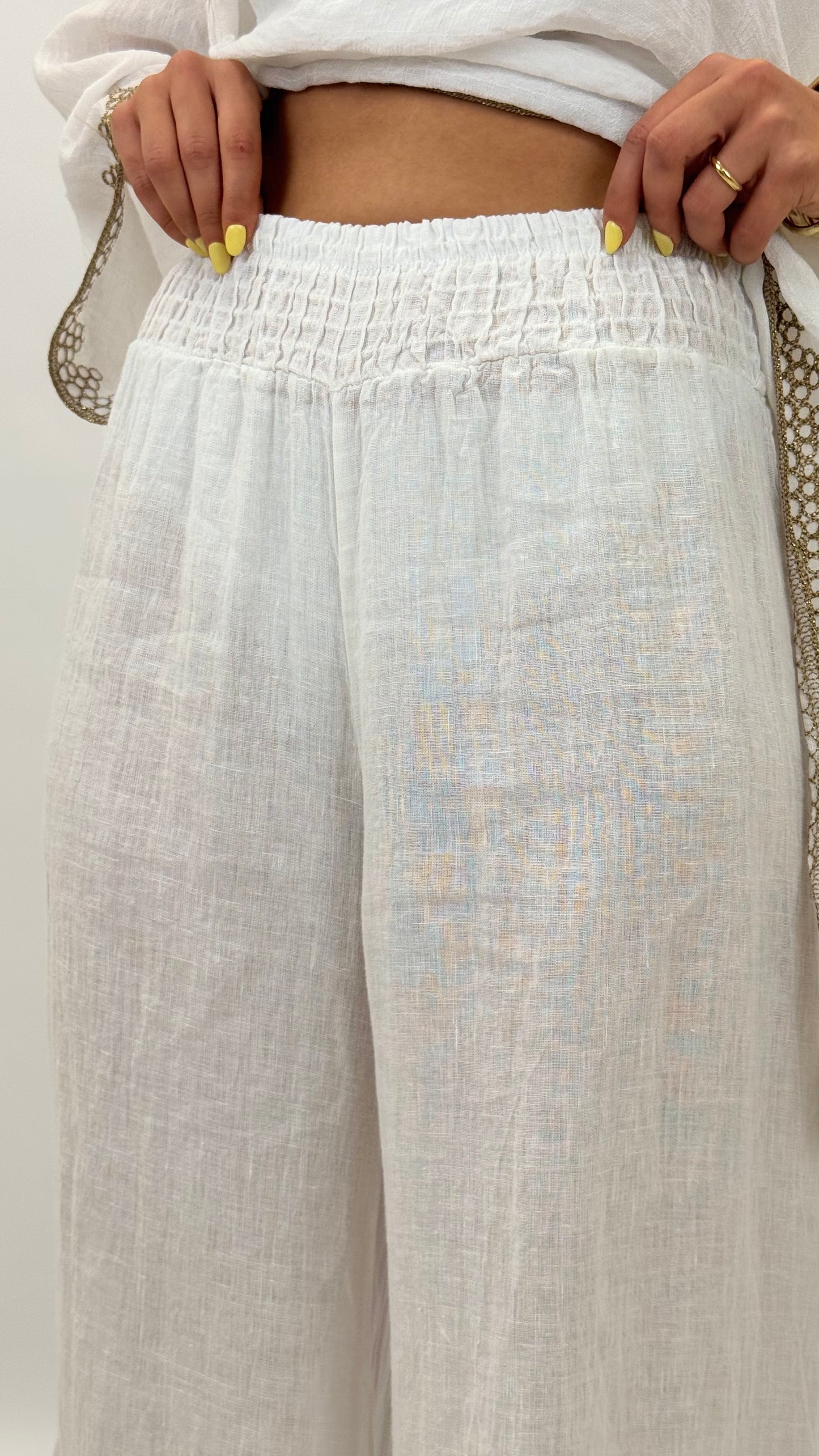 Pantalona branca linho