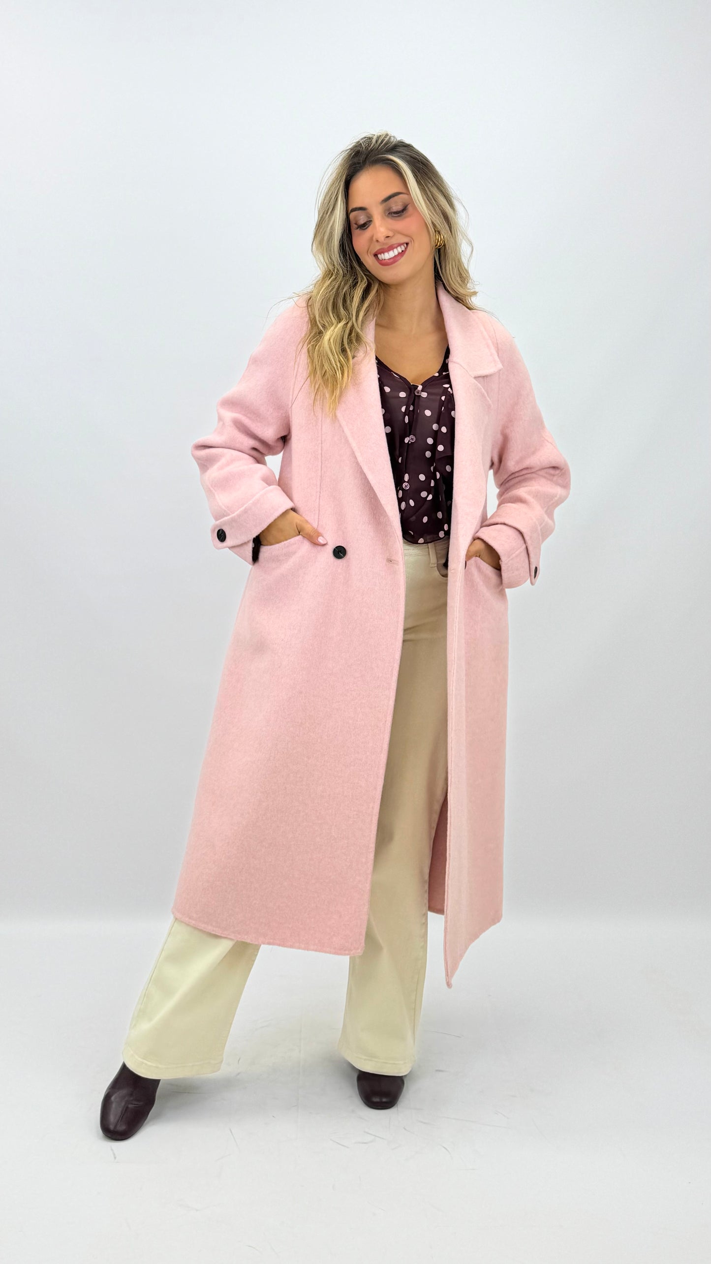 Casaco fazenda rosa-bebé