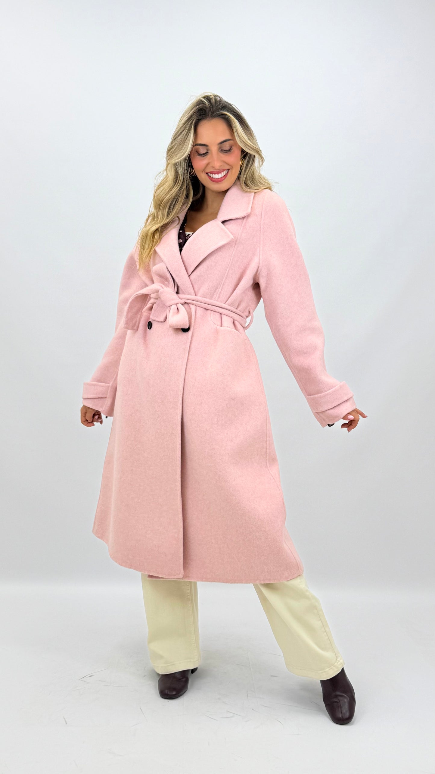 Casaco fazenda rosa-bebé